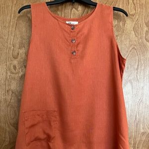 Sleeveless Tunic Top, Medium, Burnt Orange